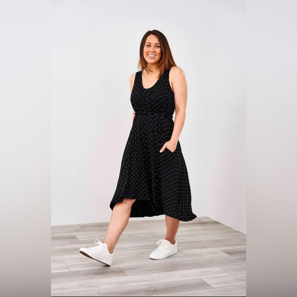 Latched Mama Black Polka Dot Sleeveless Jumpsuit